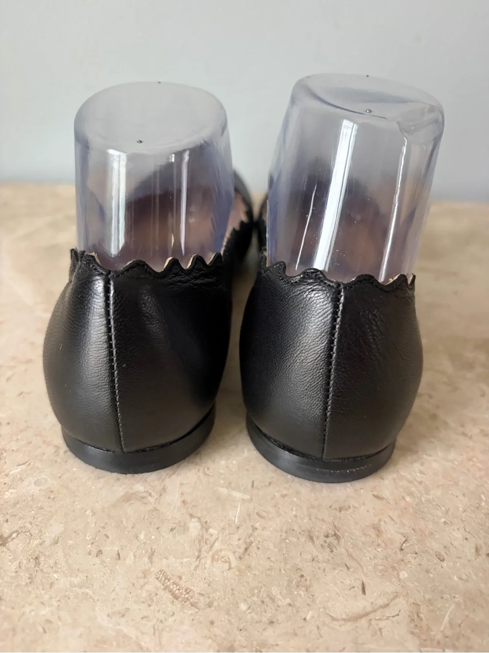 Chloé Lauren Scalloped Ballet Flat Chloe Black Leather Size 39 US 8.5 Designer